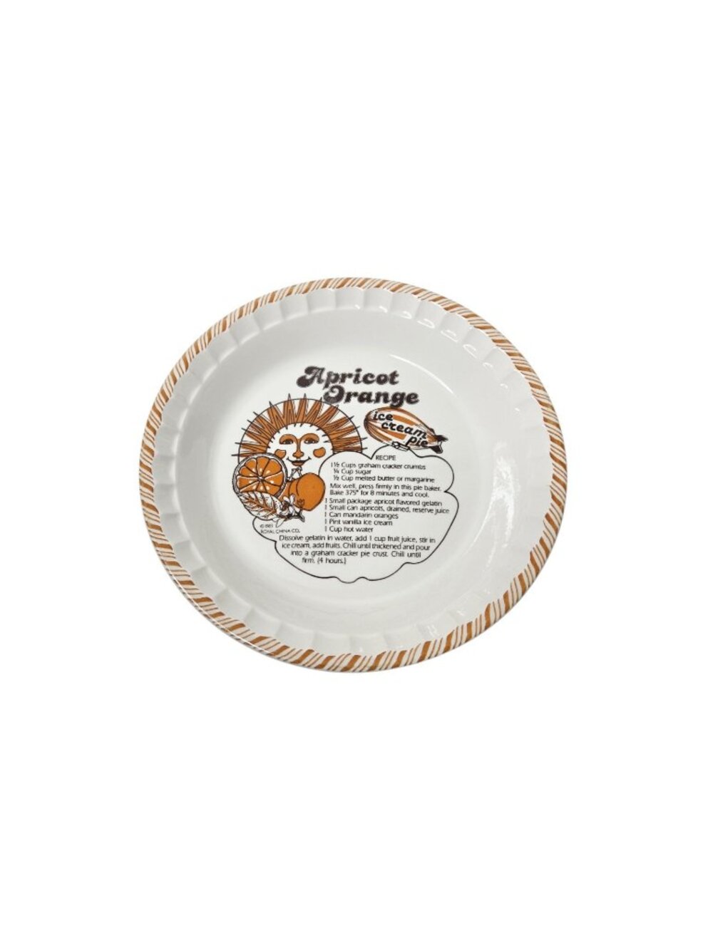 Royal China Country Harvest Apricot Orange Ice Cream Pie Recipe Plate Dish 1983